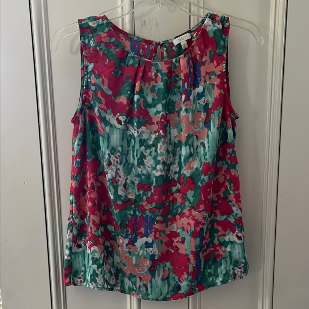 Talbots Blue and Pink Floral Sleeveless Blouse